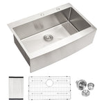 ZUN 33x22x10"Farmhouse Apron Single Bowl Stainless Steel Kitchen Sink W2898P228903