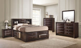 ZUN 1Pc Contemporary 5 Drawer Chest Brown Finish Solid Wood Wooden Bedroom Furniture B011P216684