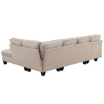 ZUN [New] 104.3*78.7" Modern L-shaped Sectional Sofa,7-seat Linen Fabric Couch Set with 51945284