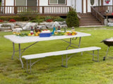 6 ft Portable Folding Bench, HDPE Plastic Indoor Outdoor Seat with Steel Frame, White, 1 Pack 90474763