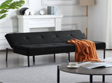 Black 3-Seater Futon Sofa Bed, Twin Folding Sleeper Sofa, Sturdy Metal Frame, Skin-Friendly B347P507913