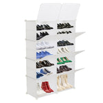 ZUN 7-Tier Portable 28 Pair Shoe Rack Organizer 14 Grids Tower Shelf Storage Cabinet Stand Expandable 41413335