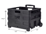 Bin Collapsible Utility Cart, Plastic, Black, 15" x 13" x 14.2" 41709974