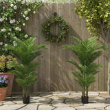 2 PCS Set 5.2ft Artificial Trees Faux Tropical Potted Plants Areca Palm Tree for Christmas Indoor 98380593