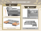 U-Shaped Sectional Sofa with 2 Short Chaise Lounges, 4 Seater Indoor Chenille Fabric Combination 30997192