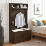 ZUN Wood Coat Rack, Storage Shoe Cabinet, with Clothes Hook, with Sponge Pad Product, Multiple Storage 36428538