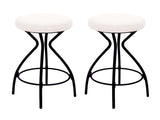 Modern Backless Bar Stools Set of 2 Round Upholstered Counter Stools for Kitchen Island Velvet W1757P294424