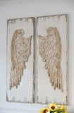 Set of 2 Feather Wing Wall Panels with Distressed White Finish, Rectangle Hanging Wall Art, 42" x W2078130291