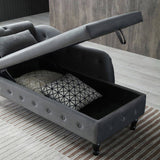 Aijia 60" Velvet Multifunctional Storage Chaise Lounge Buttons Tufted Nailhead Trimmed Solid Wood W111749337