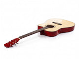 Natural wood color 41-inch Dreadnought barrel-shaped cutaway acoustic guitar with pick, strings, 20565157