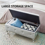 Upholstered Storage Ottoman Bench For Bedroom End Of Bed Faux Leather Rectangular Storage Benches W2268P146696