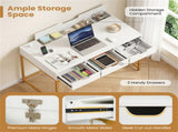 43.5" Home Office Desk with Built-in Charging Station & 3 Drawers Hidden Compartment 78721214