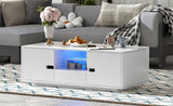 U-Can Modern High Glossy Rectangle Coffee Table, Stylish Center Table with Storage Space, Accent N724P294656K
