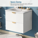 ZUN Modern 24-Inch Wall-Mounted Bathroom vanity with 2 Drawers, White - Ideal for Small Bathrooms WF324047AAK