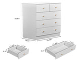25.98"*15.75"*35.83" 4-Tier 5-Drawer Cabinet Drawer Dresser with Gold Handles White 41654231