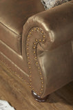 Leinster Fabric Loveseat with Antique Bronze Nailheads in Jetson Ginger T2574P196593