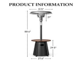 27.6"x27.6"x88.6" Umbrella Patio Heater, Iron Outdoor Propane Heater with Round Side Table, Black 19531988
