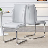 Luxury Simple Arch Chair - Set of 2 Light Gray PU Material High Resilience Dining Chair with Arched W1151P154870