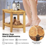 Bathroom Shower Chair,Teak Wood Shower Bench with Storage Shelf 84391729