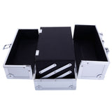 SM-2176 Aluminum Makeup Train Case Jewelry Box Cosmetic Organizer with Mirror 9"x6"x6" Silver 66231158