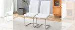 ZUN Set of 2 dining white dining chair set, PU material high backrest seats and sturdy leg W1151P203805