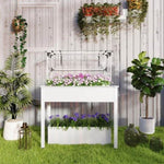 ZUN White mini greenhouse with raised garden bed 59856385