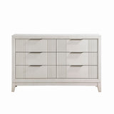 ZUN Antique White Finish 1pc Dresser with 6x Drawers Modern Bedroom Furniture, Reeded Fronts B011P246248