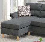 ZUN Slate Color Polyfiber Reversible Sectional Sofa Set Chaise Pillows Plush Cushion Couch Nailheads HS00F6447-ID-AHD