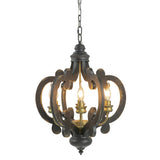 French Country Wood Chandelier, 6-Light Farmhouse Pendant Light Fixture with 28" Adjustable Chain W2078137918