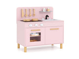 Pink Kids Interactive Wooden Kitchen Playset with Realistic Lights & Sounds 00735333