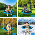 ZUN Metal Swing Stand With Saucer Outdoor Playground Metal Swing Set For Kids Outdoor Play Equipment W1262P168479