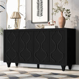 U_STYLE Stylish Storage Cabinet Sideboard Wooden Cabinet with Embossed Curved Doors,Suitable for N711P205936B