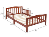 Wooden Baby Toddler Bed Children Bedroom Furniture with Safety Guardrails Espresso 83672669