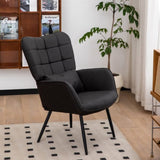 Leather Armchair, Modern Accent Chair High Back, Living Room Chairs with Metal Legs and Soft Padded, W2105P171823
