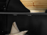 A high arched storage cabinet with a lamp, a modern retro-style wooden storage cabinet with 29334122