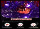 24in Pre-lit Halloween-Themed Christmas Wreath, Lighted Artificial Xmas Wreath with 50 Purple & 39456967
