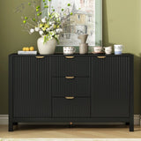 U_STYLE Entryway Cabinet with Wave Design - 3 Adjustable Shelves, 3 Drawers & Soft-Close Doors, N711P269066B