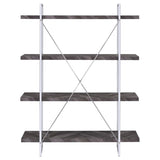 Rustic Grey Herringbone Bookcase with Full-Length Shelf B062P153825