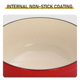 Cast iron 6QT cooking pot - Gradient red - Includes two silicone gloves - Enamel pot 23809115