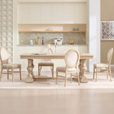 French Country Dining Chairs Set of 2, Upholstered Chairs with Round Back, Wire drawing and carving W3426P324205