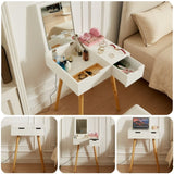 Small Makeup Vanity, Dresser Desk with 2 Drawers , Flip Top Mirror Organizer, Makeup Dressing W760P304948