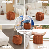 060-Chenille Fabric Modern Knot Design Ottoman Makeup Stool Footstool, Comfortable and Stylish Seat W527P239022