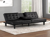 Contemporary Style Futon Sofa Bed Black Finish Built In USB Chargers Biscuit Tufting Seat And B2741P363840