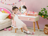 2-in-1 Kids Vanity Table Set with Detachable Mirror, Pink Dressing Table with Storage Shelf & 61595807