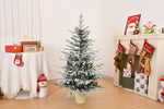 ZUN 4 FT Snow Flocked Pre-lit Artificial Christmas Tree with Metal Pot Stand, Hinged Xmas Fir Tree with 98414493