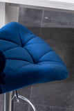 Breni Velvet Diamond Tufted Swivel Adjustable Height Barstool, Set of 2, Blue T2574P164870