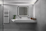 ZUN 32*32inch Bathroom Led Classy Vanity Mirror with focused backplane,Black aluminum alloy frame,High W1992P210906