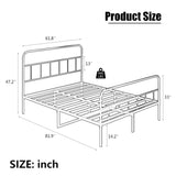 Metal Platform Bed frame with Headboard, Sturdy Metal Frame, No Box Spring Needed W578P147731