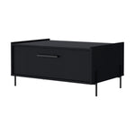 ZUN Black Coffee Table with Flip-Down Door B062P252207