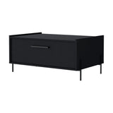 ZUN Black Coffee Table with Flip-Down Door B062P252207